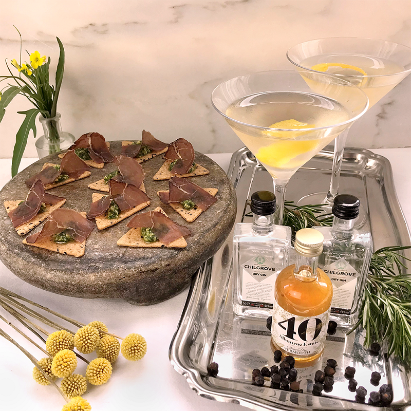 Sussex gin aperitivo and canapes